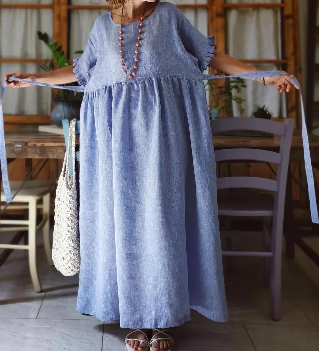 MIMI | BOHEMIAN LONG DRESS IN LINEN BLEND