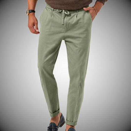 Vlad | Linen trousers with drawstring for men