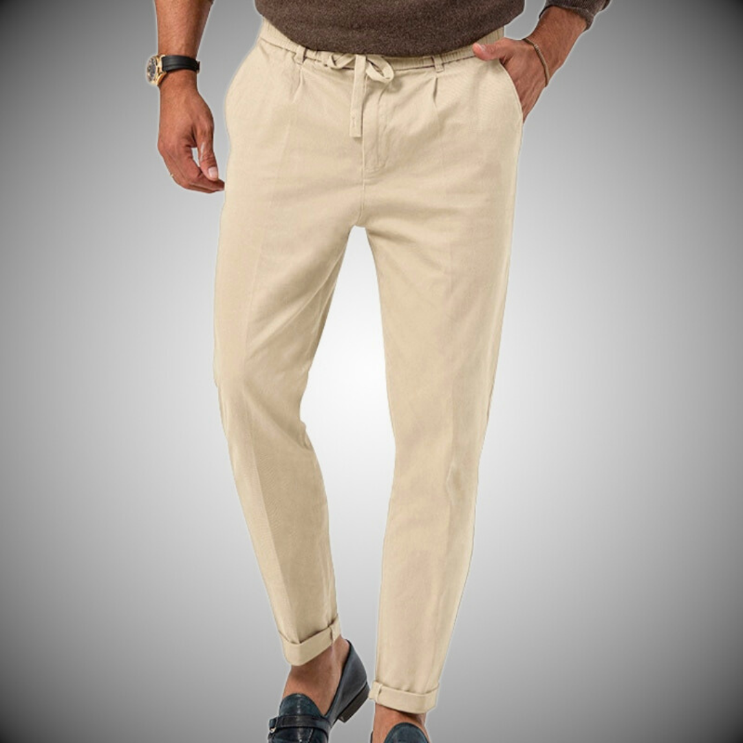 Vlad | Linen trousers with drawstring for men