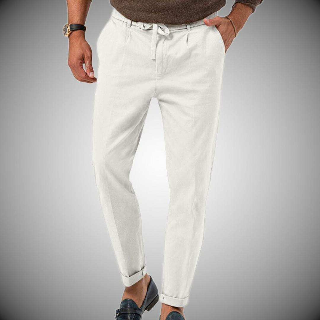 Vlad | Linen trousers with drawstring for men