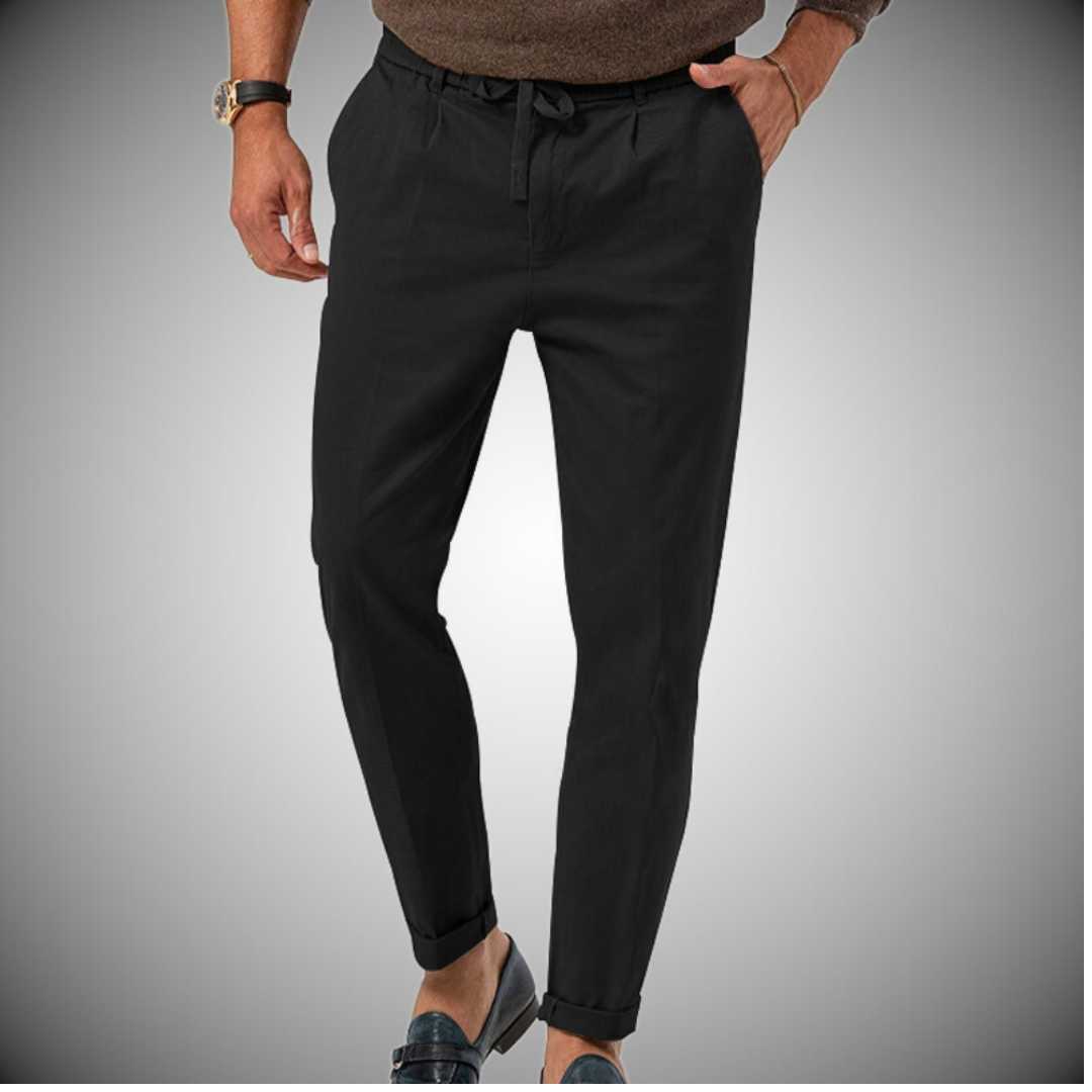 Vlad | Linen trousers with drawstring for men