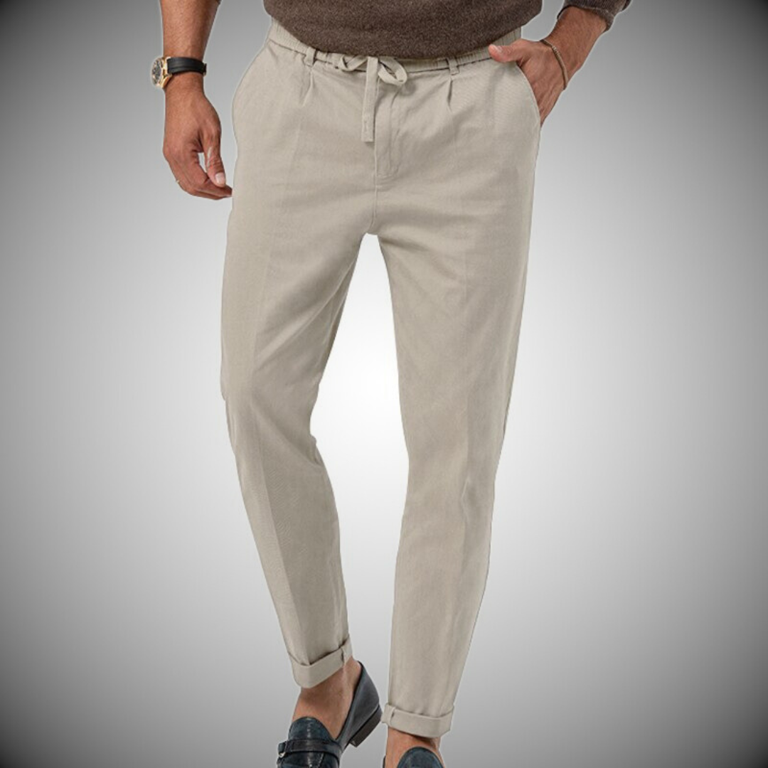 Vlad | Linen trousers with drawstring for men