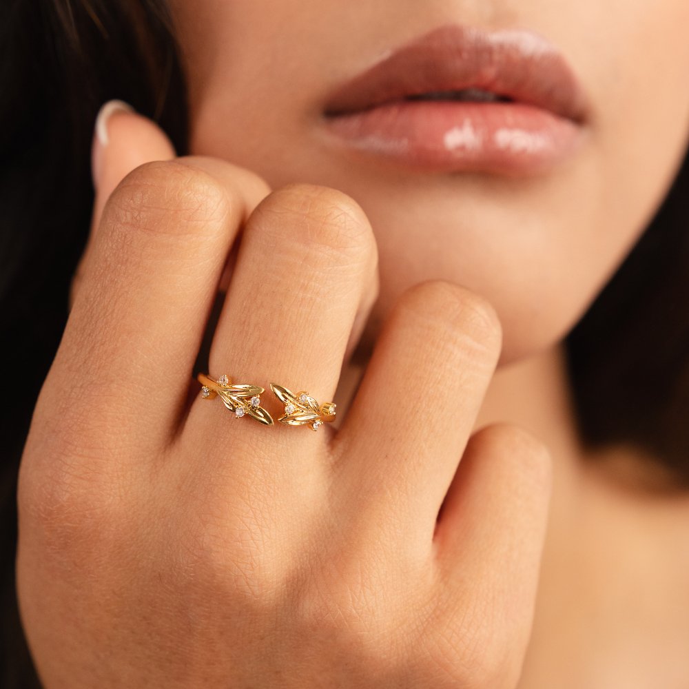 Gold & Crystal Vine Ring