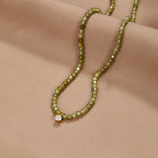 Green Peridot Bead Necklace