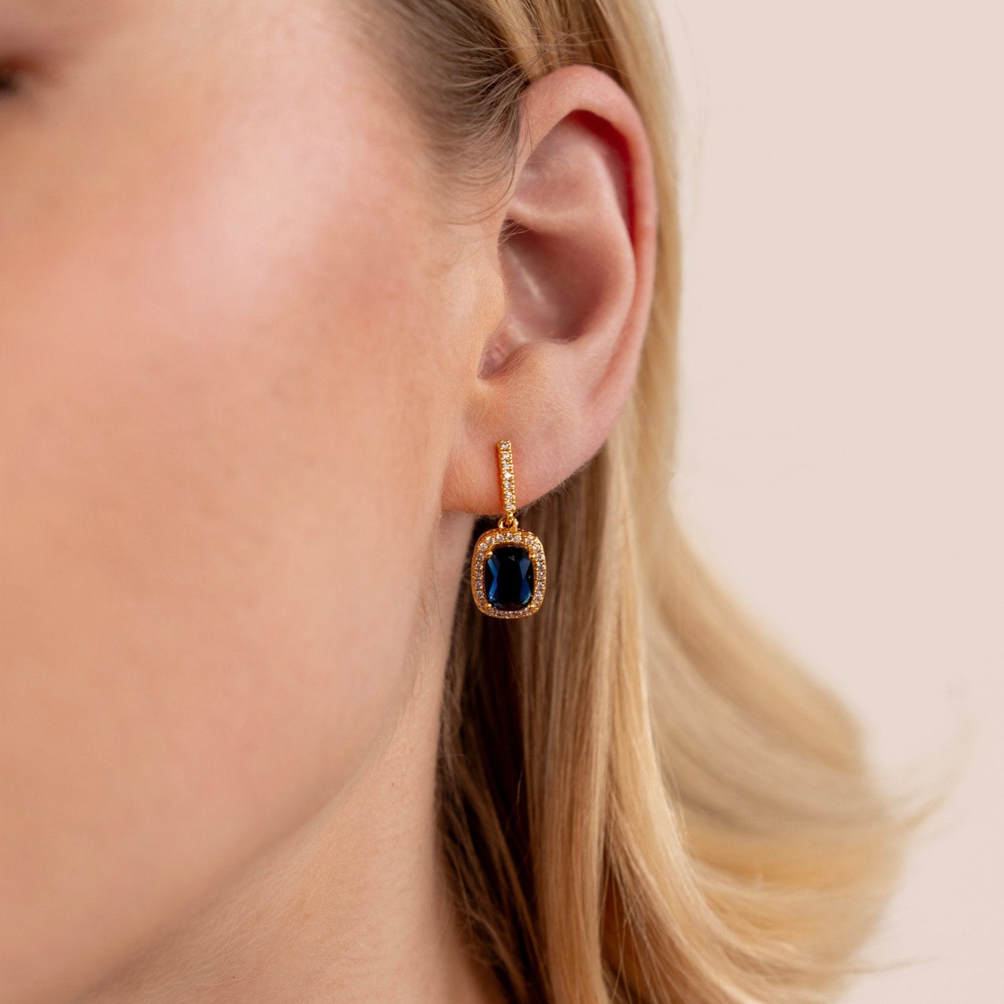 Sapphire Gold Crystal Earrings